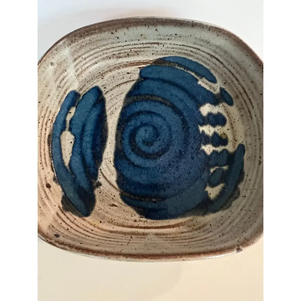 Rare Richard Sanderson Toad Hill Pottery NH Vegetable Serving Dish Blue JL